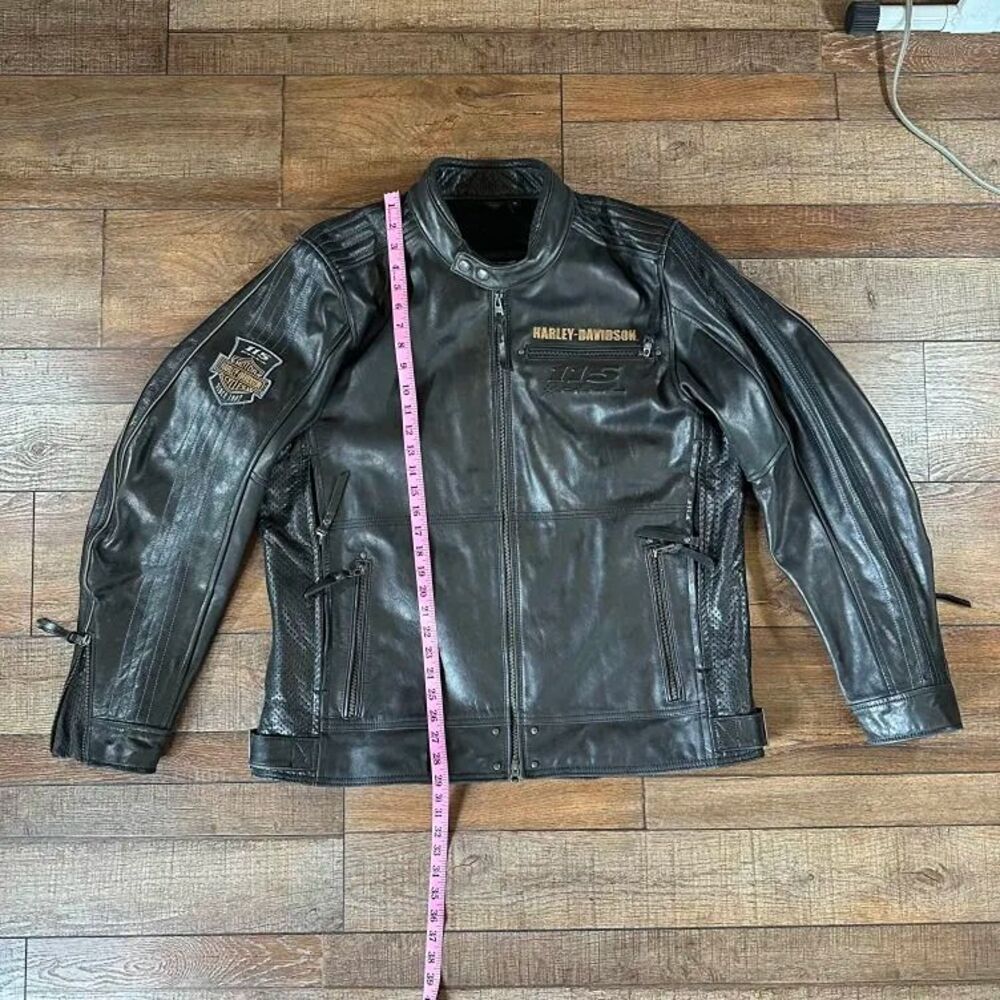 Size XL Harley-Davidson 115th Anniversary Leather Jacket Men's Black Buffalo #79